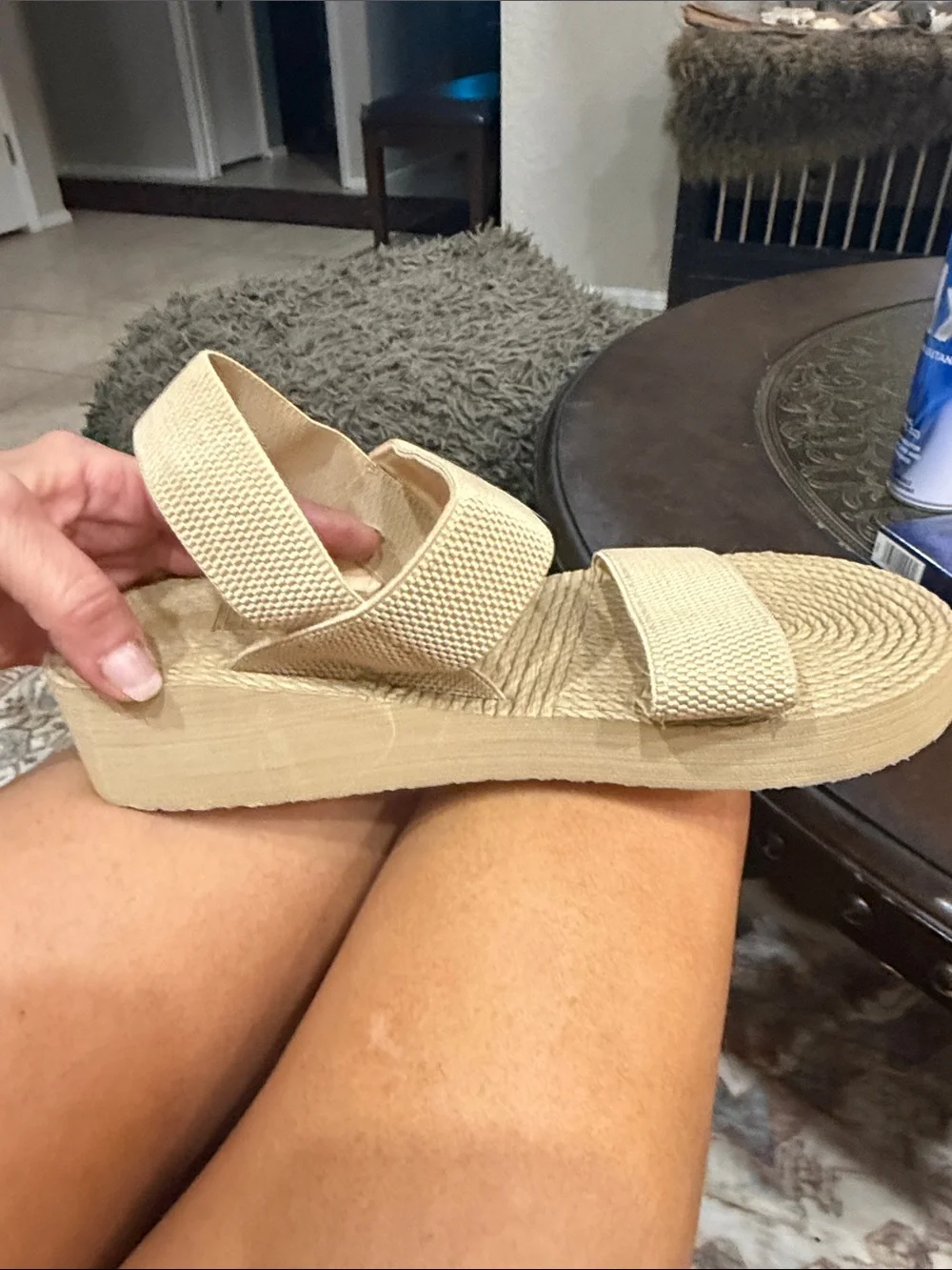 Beige Platform Slide Sandals — Women's Lightweight Elevated Slides
